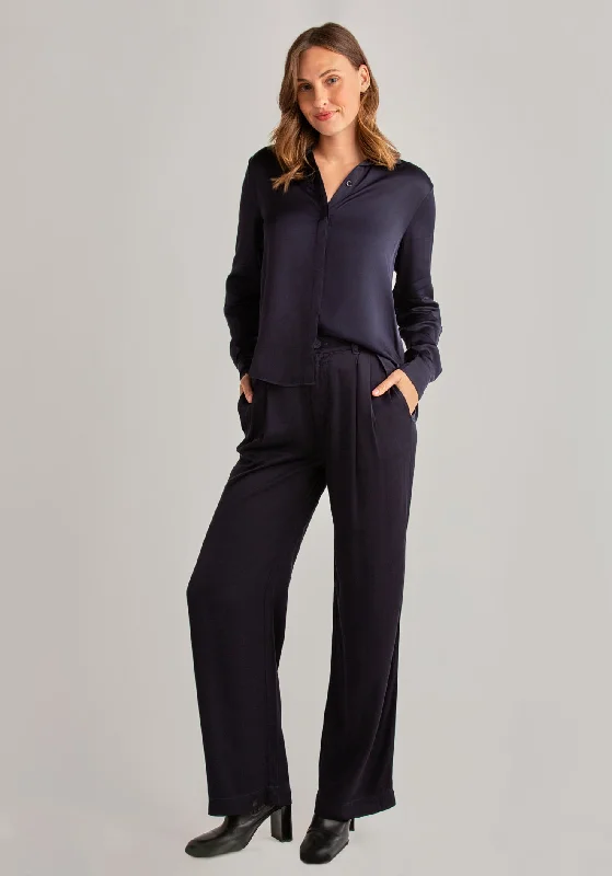 Last chance! Men’s clothing at unbeatable prices.  Pleated Wide Leg Trouser - Navy Eclipse