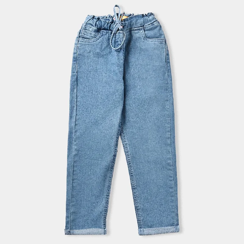 Clearance sale – shop men's clothing at discounted prices!  Girls Denim Stretch Pant Paper Bag-LIGHT BLUE