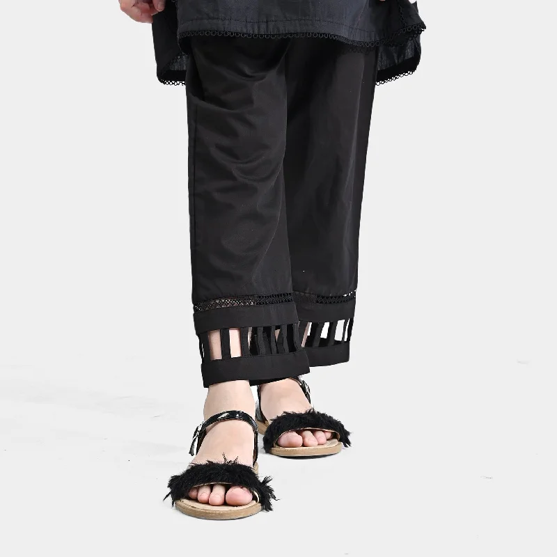 Don’t miss out – Limited-time   Girls Cotton Pant Cut Work- BLACK