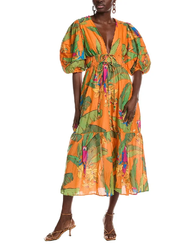 Comfortable yet fashionable women’s wear   FARM Rio Fresh Macaws Midi Dress