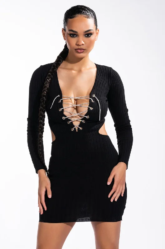 Elevate your look with premium women’s wear DOING MY THANG RHINESTONE LACE UP FRONT MINI DRESS Elevate your look with premium women’s wear DOING MY THANG RHINESTONE LACE UP FRONT MINI DRESS