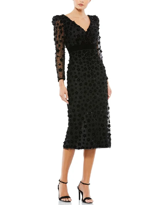Trendy women’s clothing with a modern twist Mac Duggal Embellished V-Neck Illusion Column Midi Dress Trendy women’s clothing with a modern twist Mac Duggal Embellished V-Neck Illusion Column Midi Dress