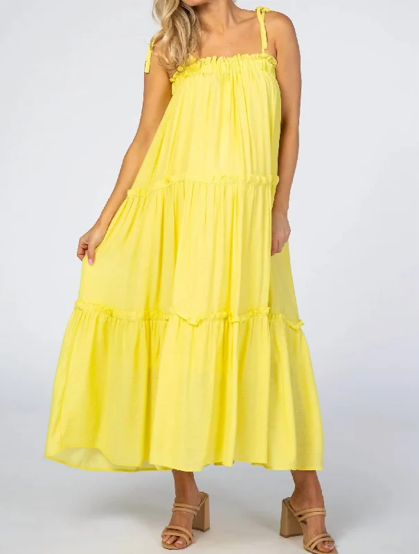 Stylish clothing designed to flatter every woman   Ruffled Tier Maxi Dress In Lemon