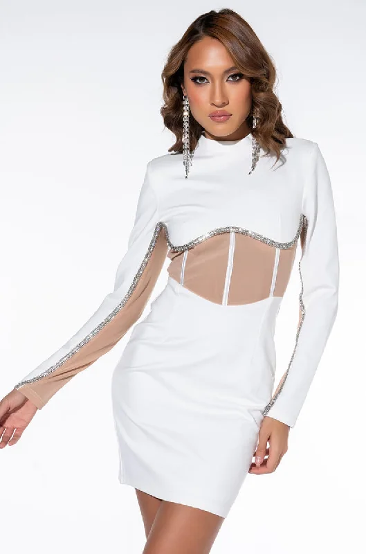 A perfect wardrobe for fashionable women   PYT MINI DRESS WITH MESH CORSET WAIST