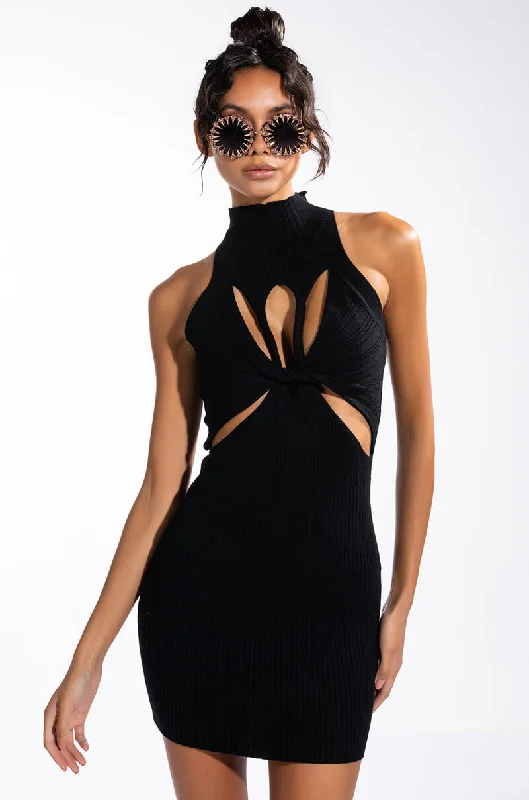 Uncover unique pieces for your perfect wardrobe   ALL THE CUTOUTS RIBBED MINI DRESS