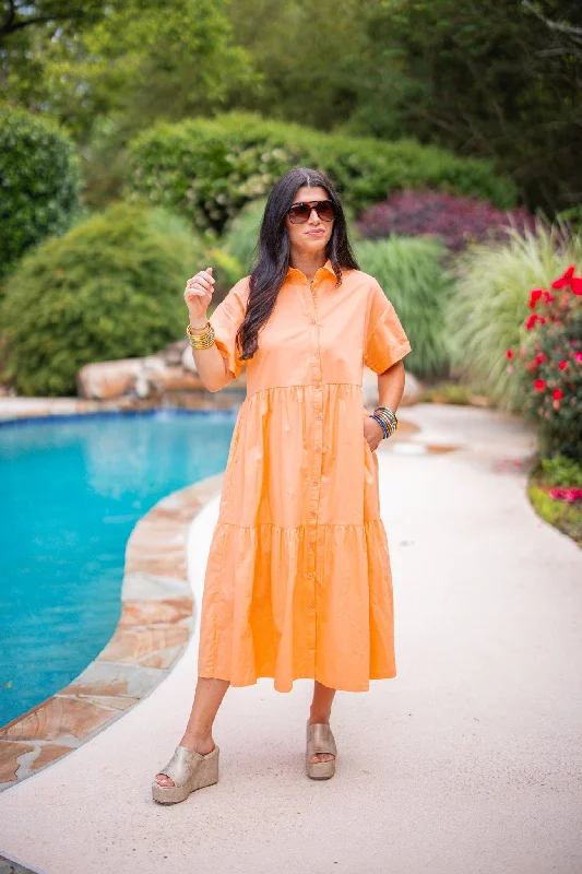 Curated collections for modern, fashionable women   Choosing Happiness Cantaloupe Midi Dress