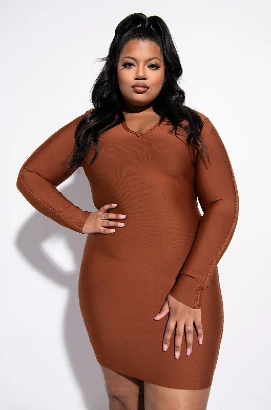 Chic for every occasion and style   LET'S GET AWAY LONG SLEEVE BANDAGE MINI DRESS