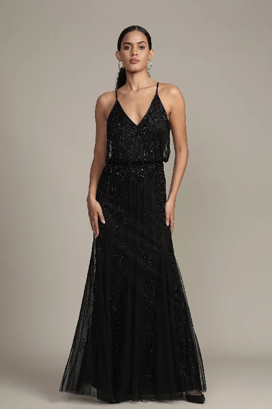 Curated collections for modern, fashionable women   Keeva Black Beaded Maxi Dress