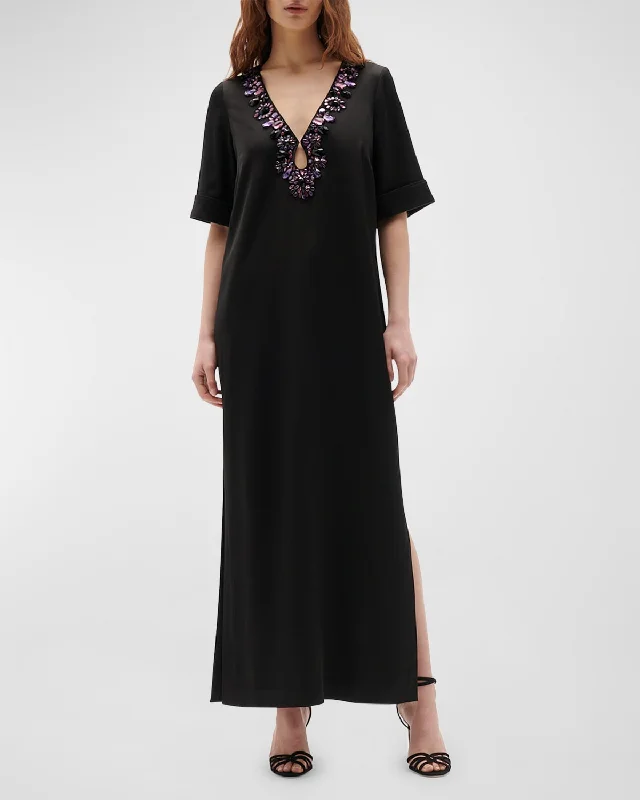 Curated collections for modern, fashionable women Amaranta Crystal Short-Sleeve Maxi Dress Curated collections for modern, fashionable women Amaranta Crystal Short-Sleeve Maxi Dress