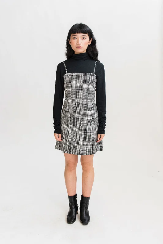 Versatile fashion for every type of woman 90s Mini Dress in Houndstooth Check Print Versatile fashion for every type of woman 90s Mini Dress in Houndstooth Check Print