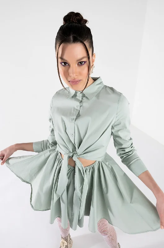 Timeless women’s fashion for any occasion   PLEASE DON'T GO FIT AND FLARE FRONT TIE MINI DRESS