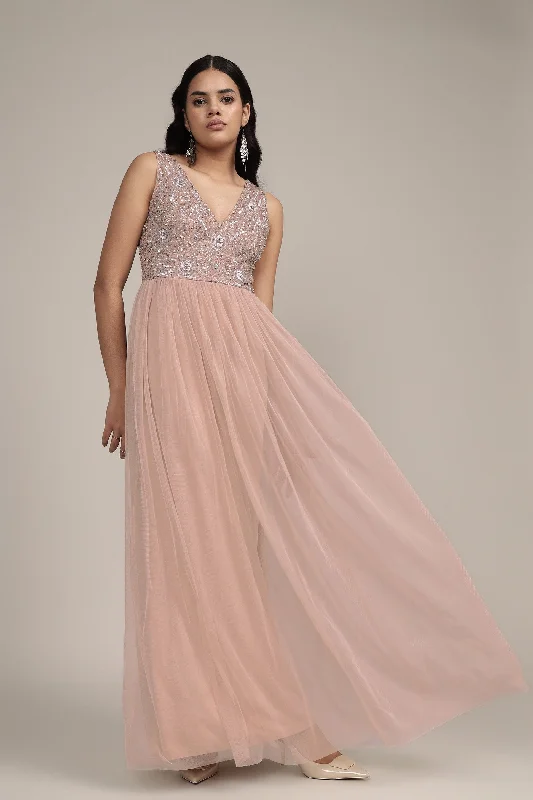 Express your style with fashionable women’s clothing Addie Embellished Maxi Dress in Taupe Express your style with fashionable women’s clothing Addie Embellished Maxi Dress in Taupe