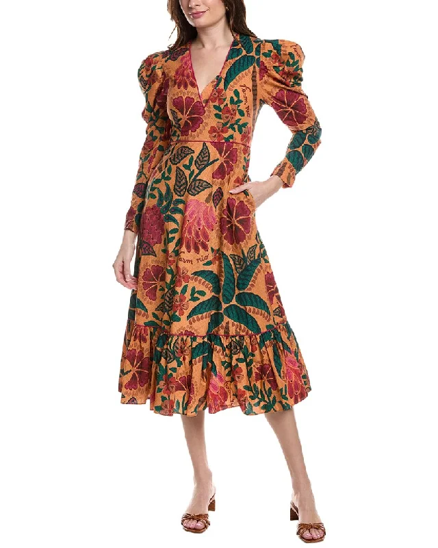 Chic and comfortable clothing for busy women   FARM RIO Puff Sleeve Midi Dress