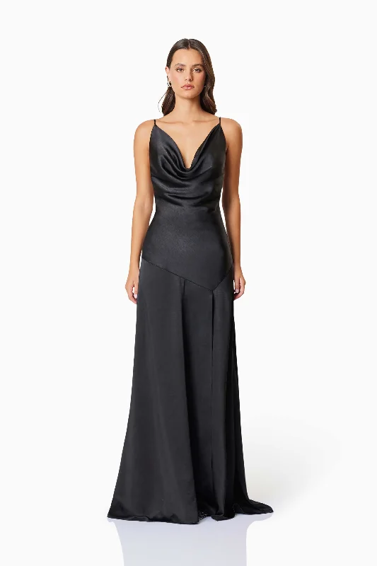 Versatile outfits to transition from day to night   Clementine Cowl Neck Maxi Dress In Black