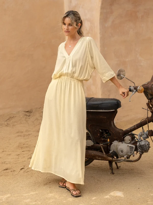 Timeless women’s fashion for any occasion   Lucrezia Lyocell Maxi Dress Lemon