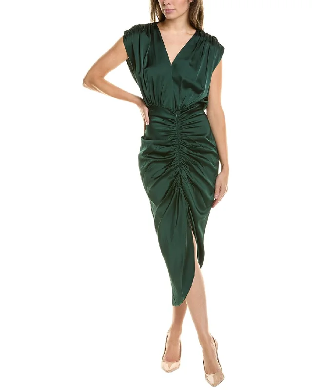 Stylish and comfortable outfits for women   Nicole Miller Ruched Front Midi Dress