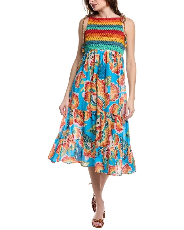 Sleek and sophisticated fashion for modern women FARM RIO Crochet Bodice Midi Dress Sleek and sophisticated fashion for modern women FARM RIO Crochet Bodice Midi Dress