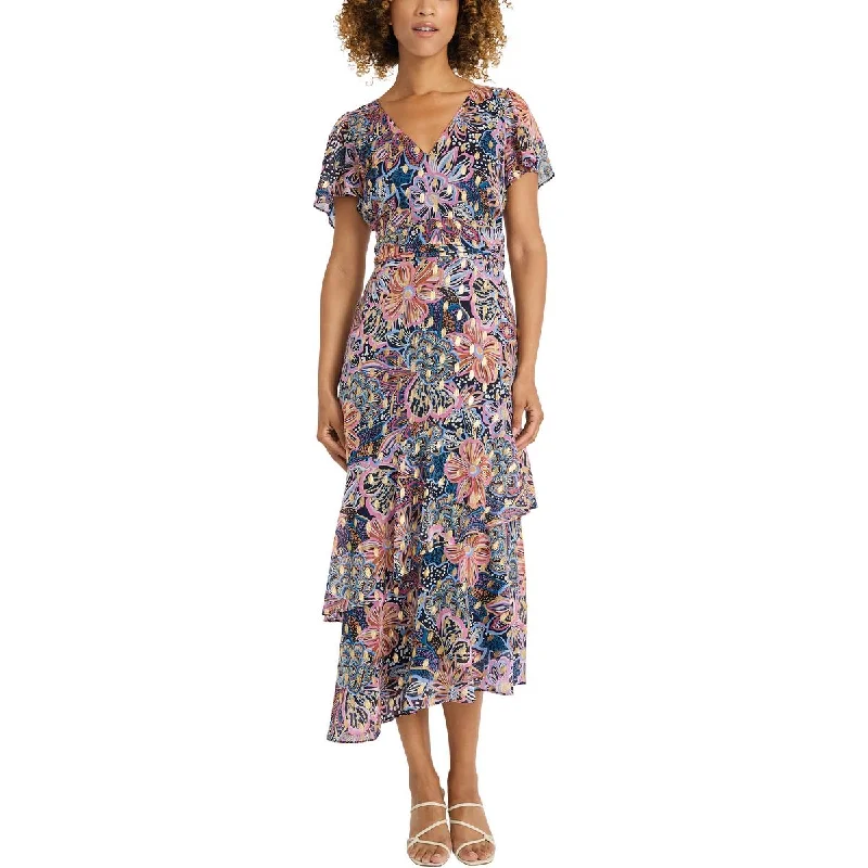 Uncover unique pieces for your perfect wardrobe   Womens Ruffled Floral Print Midi Dress