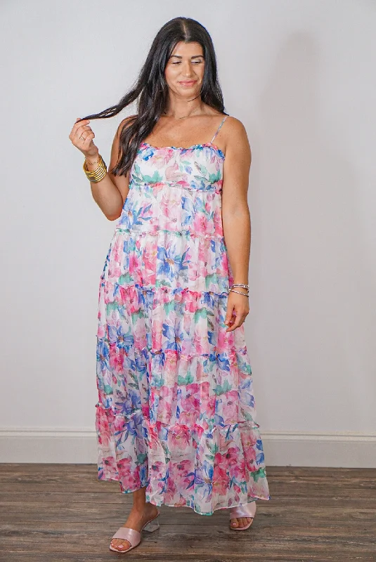 Chic for every occasion and style   Pastel Blooms Multicolor Midi Dress