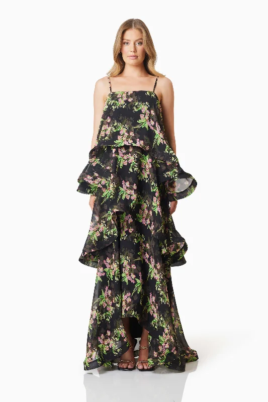 Bold and beautiful clothing for every woman   Ula Tiered Maxi Dress Black