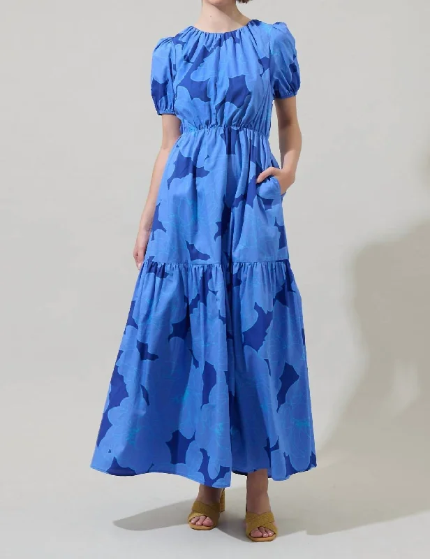 A perfect wardrobe for fashionable women   Skyline Floral Tiered Maxi Dress In Blue