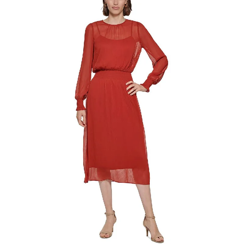 Classic pieces for a timeless wardrobe   Womens Chiffon Smocked Midi Dress