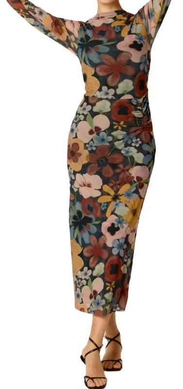 Sporty-chic women’s apparel for active lifestyles   Katya Midi Dress In Foraged Violets