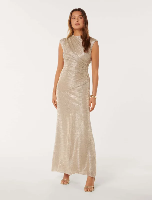 Affordable fashion that looks high-end   Fallon Metallic Maxi Dress