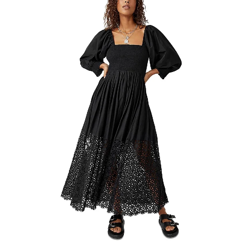 Comfortable yet fashionable women’s wear   Womens Ribbed Eyelet Midi Dress
