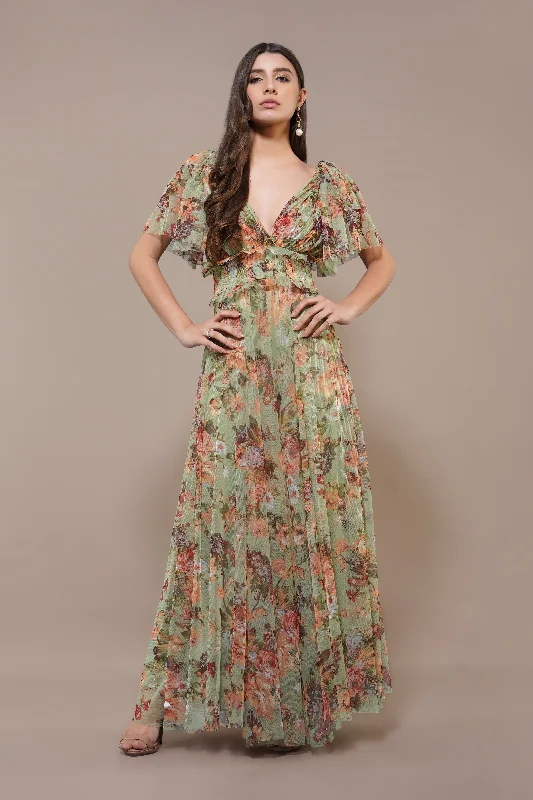 Feminine and fashionable clothing for every wardrobe Shelby Maxi Dress in Light Green Floral Feminine and fashionable clothing for every wardrobe Shelby Maxi Dress in Light Green Floral