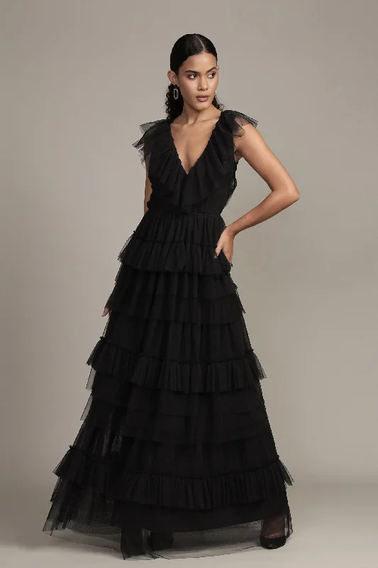 Comfortable yet fashionable women’s wear   Alexandra Black Tulle Maxi Dress