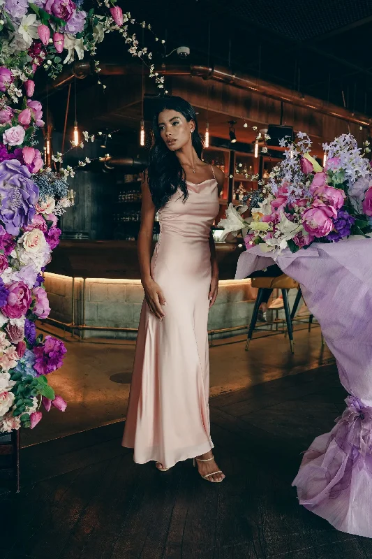 Versatile fashion options for every occasion   Satin Maxi Dress with Cowl Neck