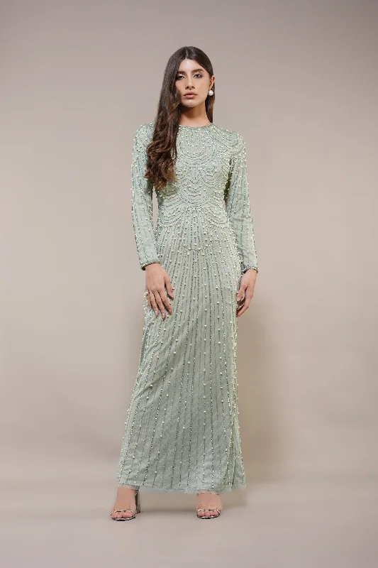 Timeless women’s fashion for any occasion   Mabel Embellished Maxi Dress in Pistachio