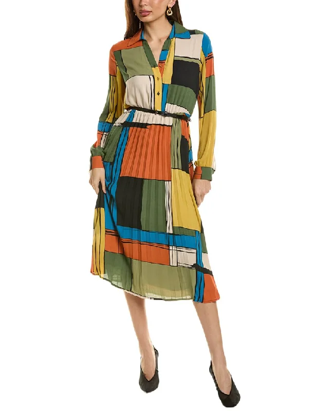 Sporty-chic women’s apparel for active lifestyles T Tahari Pleated Skirt Midi Dress Sporty-chic women’s apparel for active lifestyles T Tahari Pleated Skirt Midi Dress