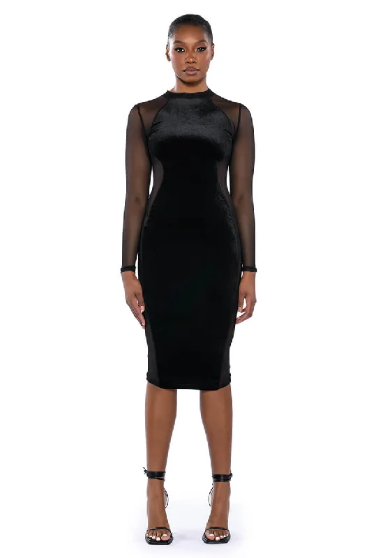 Everyday essentials for a stylish wardrobe   STOP AND STARE MESH DETAIL MIDI DRESS