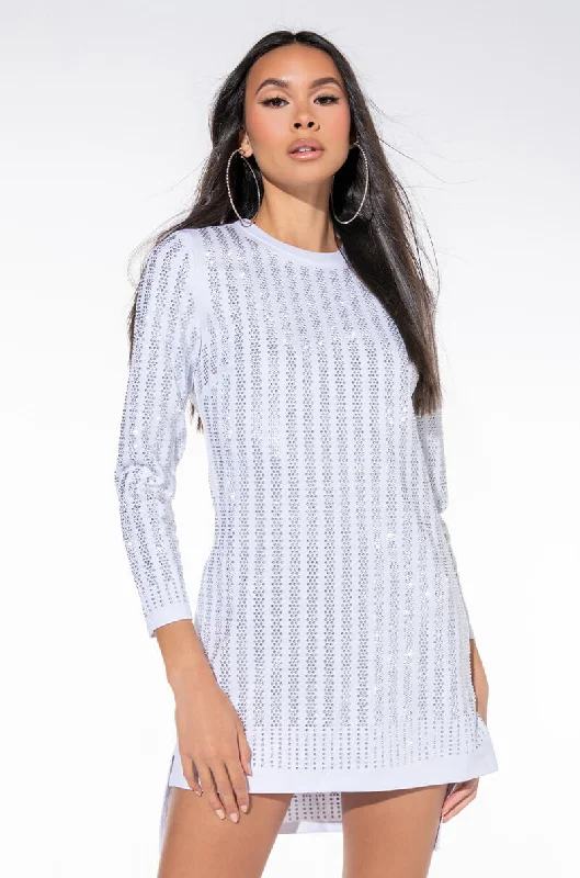 Chic, modern fashion for empowered women   READY TO GO RHINESTONE MINI DRESS