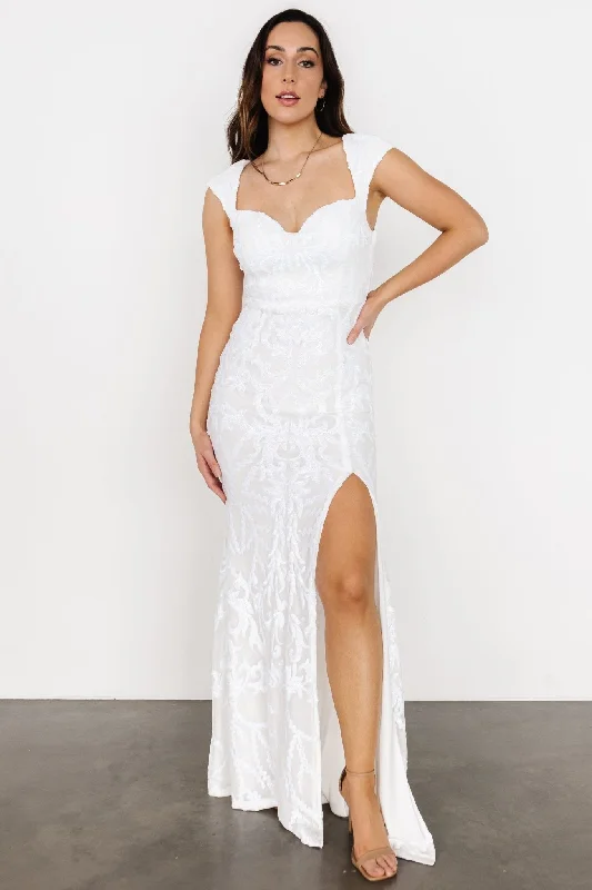 Kylene Sequin Maxi Gown | White