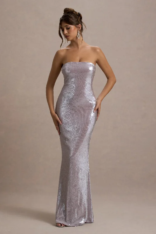 Moonstone | Lilac Sequin Bandeau Maxi Dress