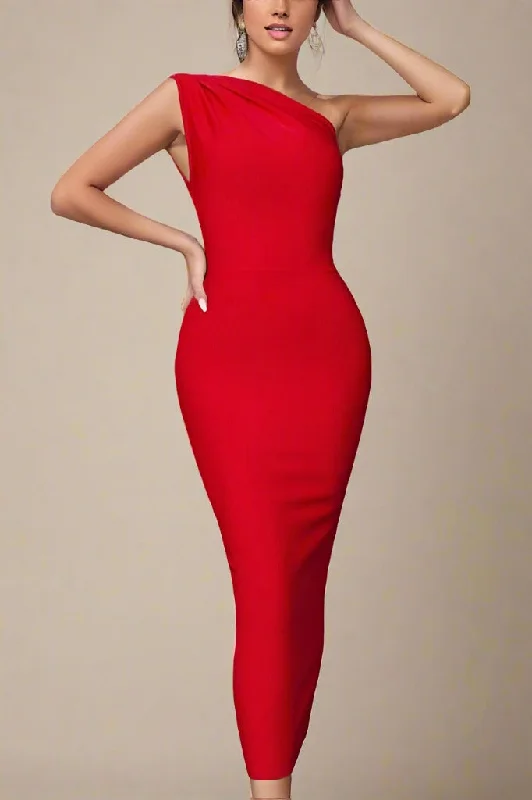 Ally Bodycon Midi Dress - Lipstick Red