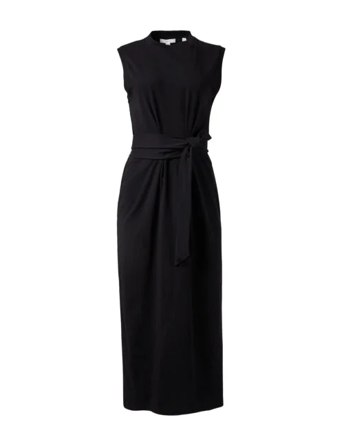 Black Cotton Wrap Dress