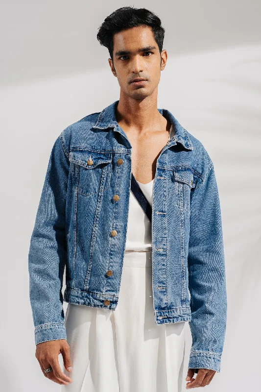 Limited-time offer!  Light Blue Towel Basic Men's Jacket
