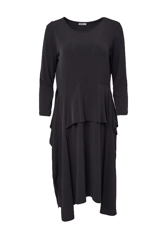 Naya Peplum Jersey Midi Dress, Black