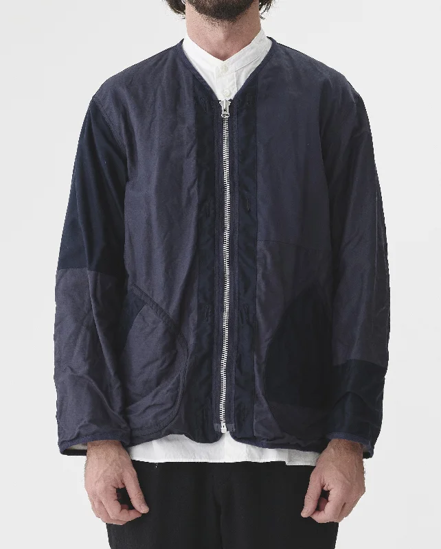 Shop stylish, comfortable men’s clothing at discounted prices.  PATCHWORK LINER JACKET / NAVY