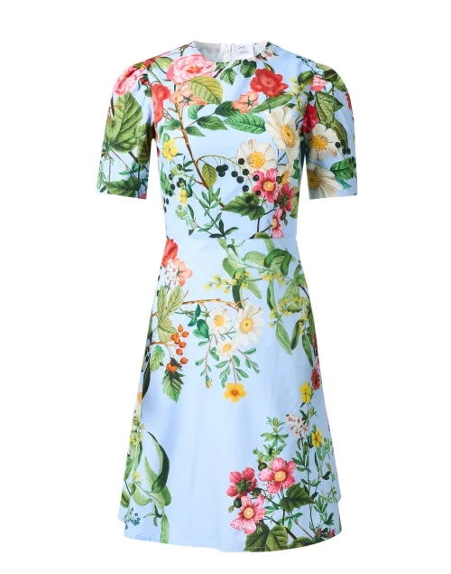 Sofia Blue Floral Print Cotton Dress