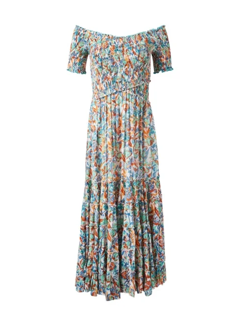 Soledad Multi Print Smocked Cotton Dress