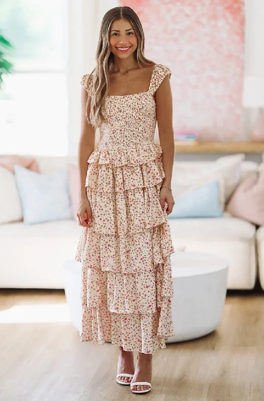 Summer Skies Floral Maxi - Ivory and Orange