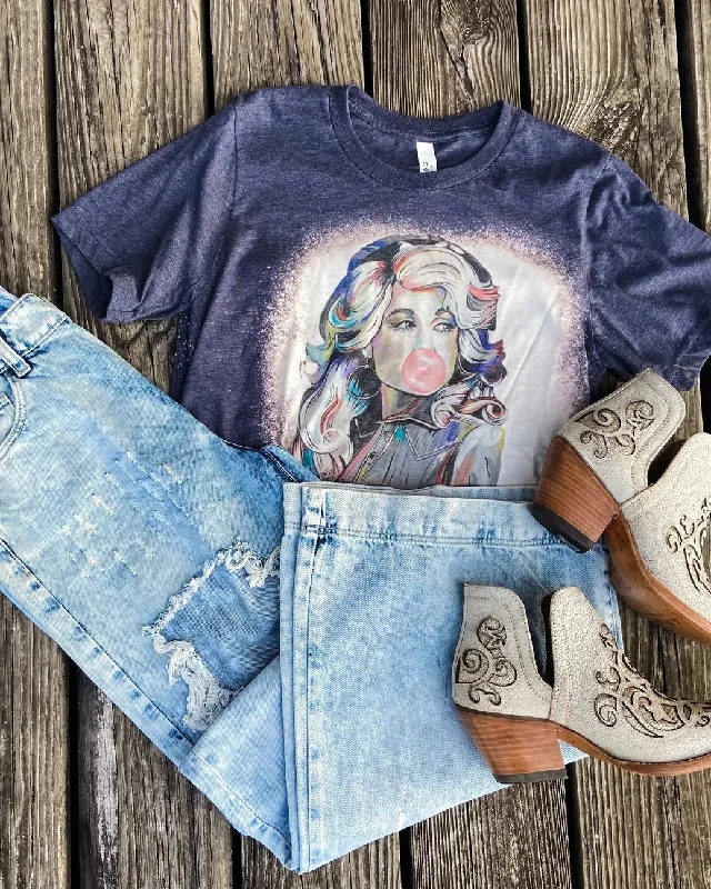 Bubble Gum Dolly Bleached Tee In Navy