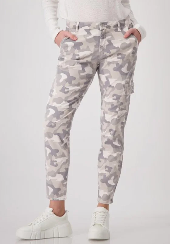 Monari Camouflage Slim Leg Trousers, Beige