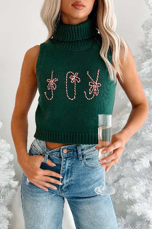 Shop stylish clothing for less – Great deals this week only.  Holiday "Joy" Turtleneck Sweater Tank (Green)