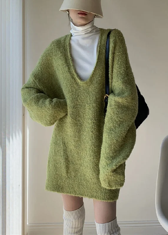 Unbeatable discounts on top-selling apparel – Only available online.  Loose Green Sweaters And Turtleneck Tank Knit Two Piece Set Winter